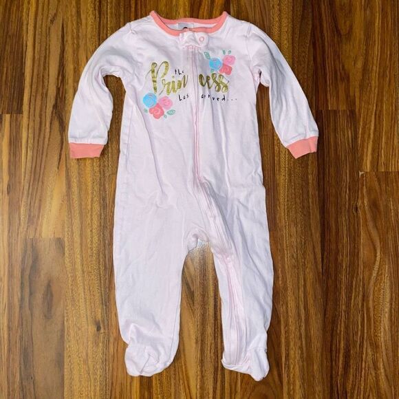 5 For $25 Gerber Pink and Blue Floral Zipper Footies Baby Size 6-9 Months - Picture 5 of 6